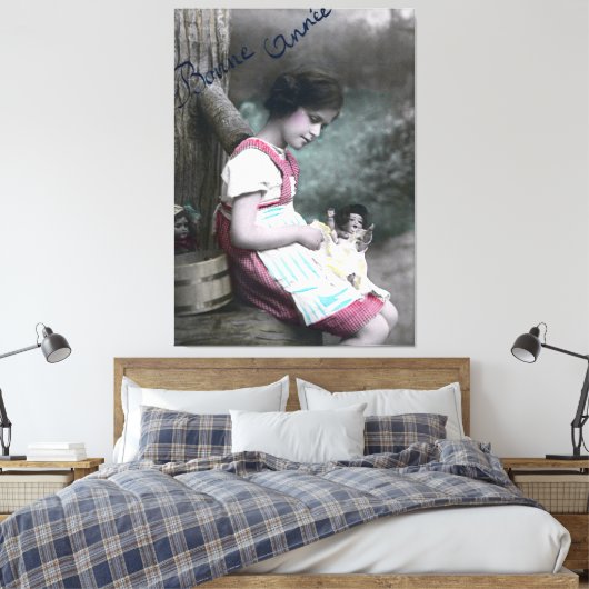 Bonne Année  meisje met pop Canvas Afdruk (Insitu (Slaapkamer))