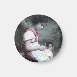 Bonne Année  meisje met pop Magneet