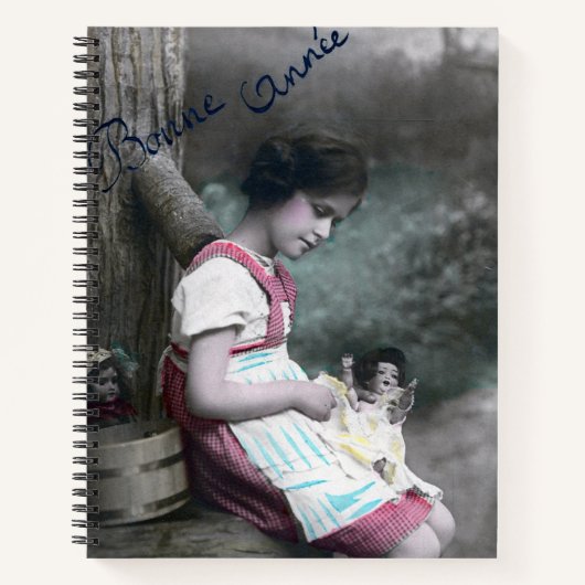 Bonne Année  meisje met pop Notitieboek (Voorkant)