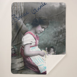 Bonne Année  meisje met pop Sherpa Deken