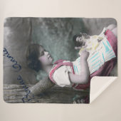 Bonne Année  meisje met pop Sherpa Deken (Voorkant (horizontaal))