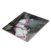 Bonne Année  meisje met pop Tegeltje (Zijkant)