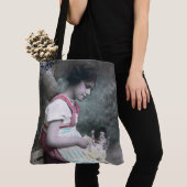 Bonne Année  meisje met pop Tote Bag (Dichtbij)