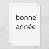 Bonne année - minimalistic typography card feestdagenkaart (Voorkant / Achterkant)