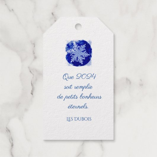 Bonne Annee - sneeuwvlok - 2022 zilver Cadeaulabels (Achterkant)