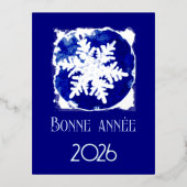 Bonne Annee - snowflake - 2026  blue silver Folie Feestdagen Briefkaart (Voorkant)