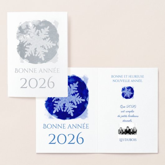 Bonne Annee - snowflake - 2026  silver  Folie Kaarten (Display)
