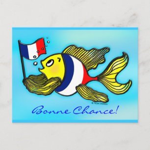 BONNE CHANCE French Flag Fish funny cartoon Briefkaart