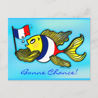 BONNE CHANCE French Flag Fish funny cartoon Briefkaart