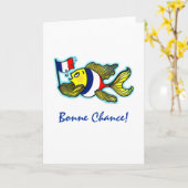 BONNE CHANCE French Flag Fish funny cartoon Kaart (Gele Bloem)