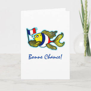 BONNE CHANCE French Flag Fish funny cartoon Kaart