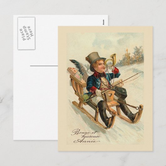 "Bonne et heureuse Anne" Nieuwjaarskaart Feestdagenkaart (Voorkant / Achterkant)