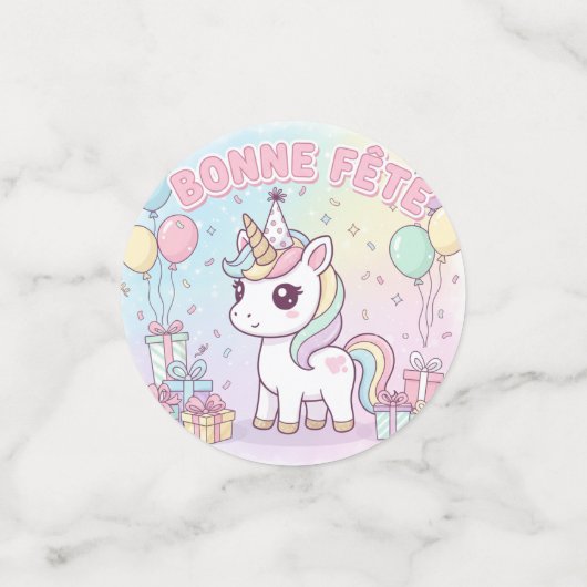 bonne fête licorne  confetti (Kleine voorkant)
