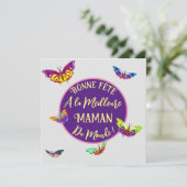 Bonne fête maman - papillons multicolores kaart (Staand voorkant)
