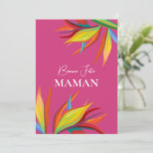 Bonne Fête Maman Tropische Bloem Roze kaart (Staand voorkant)