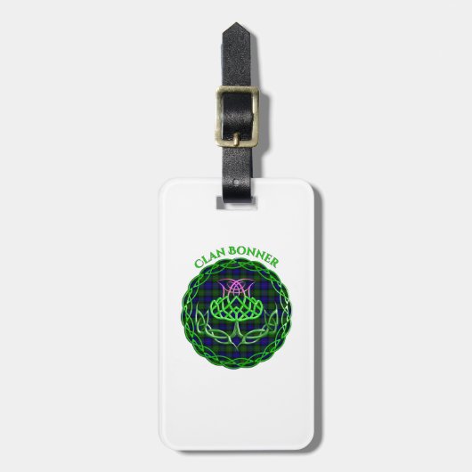 Bonner Scottish Tartan Celtic Thistle Bagagelabel (Voorkant verticaal)