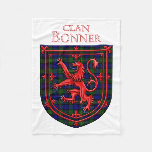Bonner Tartan Schotse Plaid Leeuw Klimmend Fleece Deken (Voorkant)