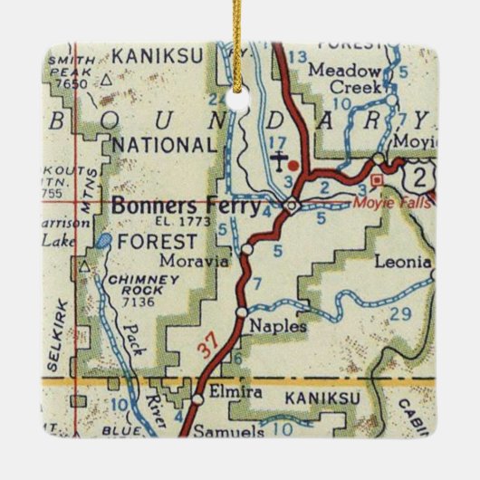 Bonners Ferry ID  Map Keramisch Ornament (Achterkant)
