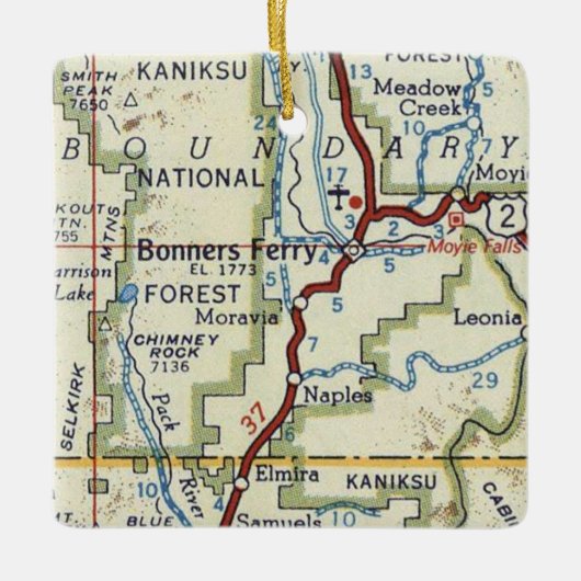 Bonners Ferry ID  Map Keramisch Ornament (Voorkant)