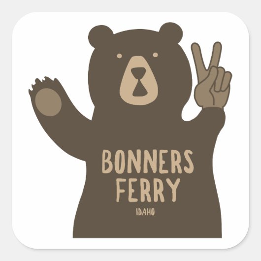 Bonners Ferry Idaho Peace Bear Vierkante Sticker (Voorkant)