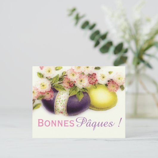 Bonnes Pâques -  paaseieren Feestdagenkaart (Staand voorkant)