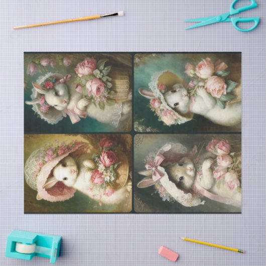 Bonnet Bunnies Tissue Paper Tissuepapier (Craft)