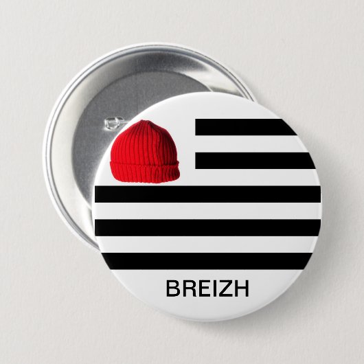 BONNET ROUGE RONDE BUTTON 7,6 CM (Voorkant /achterkant)