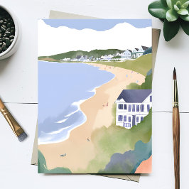 Bonnet Shores | Rhode Island Strand Watercolor Briefkaart