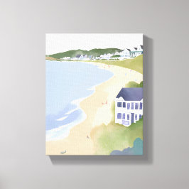 Bonnet Shores | Rhode Island Strand Watercolor Canvas Afdruk