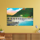 Bonneville Dam op Columbia River Canvas Afdruk (Insitu (Woonkamer))