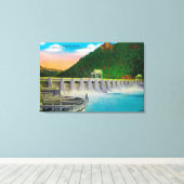 Bonneville Dam op Columbia River Canvas Afdruk (Insitu (Houten vloer))