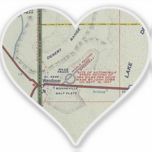 Bonneville Salt Flalts Map Sticker (Voorkant)