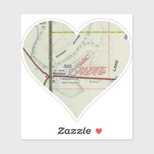 Bonneville Salt Flalts Map Sticker (Vel)