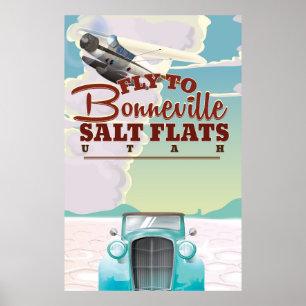 Bonneville Salt Flat Utah vintage poster