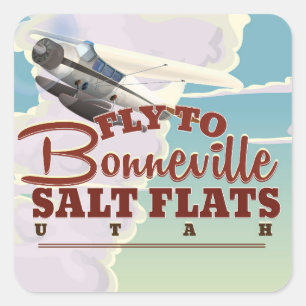 Bonneville Salt Flat Utah vintage poster Vierkante Sticker