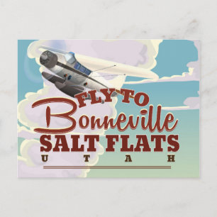 Bonneville Salt Flat Utah vintage reisposter Briefkaart