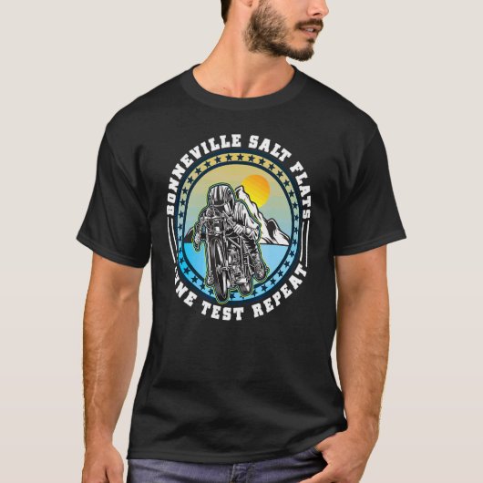 Bonneville Salt Flats Retro Motorcycle Rid T-shirt (Voorkant)