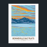 Bonneville Salt Flats Utah Travel Art Vintage Briefkaart<br><div class="desc">Bonneville Salt Flats vector artwork ontwerp. Het is een zoutpan in Tooele County in het noordwesten van Utah.</div>