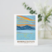 Bonneville Salt Flats Utah Travel Art Vintage Briefkaart (Staand voorkant)