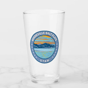 Bonneville Salt Flats Utah Travel Art Vintage Glas