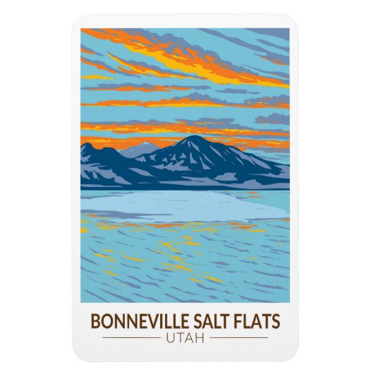 Bonneville Salt Flats Utah Travel Art Vintage Magneet (Verticaal)