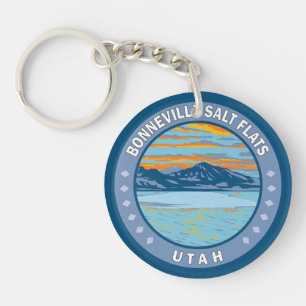Bonneville Salt Flats Utah Travel Art Vintage Sleutelhanger
