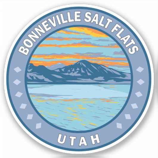 Bonneville Salt Flats Utah Travel Art Vintage Sticker (Voorkant)