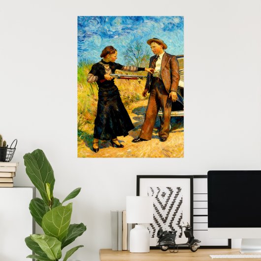 Bonnie and Clyde Fooling Around 1934 AI Painting Poster (Thuiskantoor)