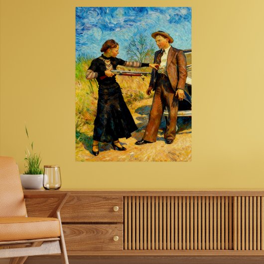 Bonnie and Clyde Fooling Around 1934 AI Painting Poster (Woonkamer 2)