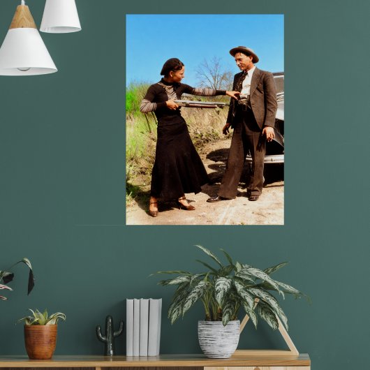 Bonnie and Clyde Fooling Around 1934 Color Redux Poster (Woonkamer 1)