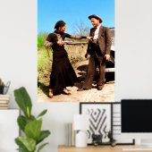 Bonnie and Clyde Fooling Around 1934 Color Redux Poster (Thuiskantoor)