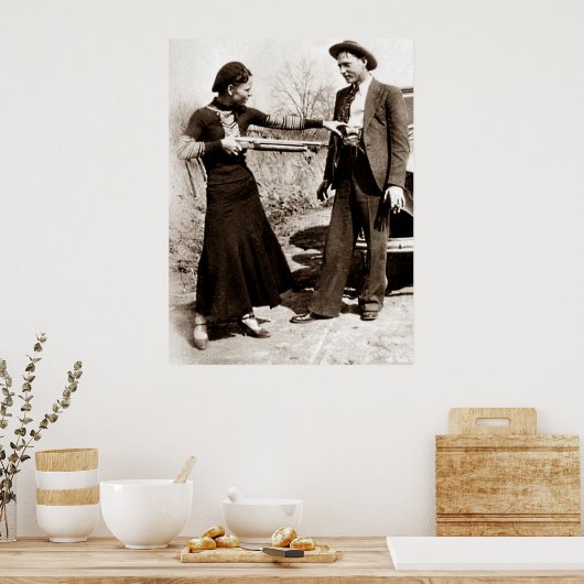 Bonnie and Clyde Fooling rond 1934 groot Poster (Keuken)