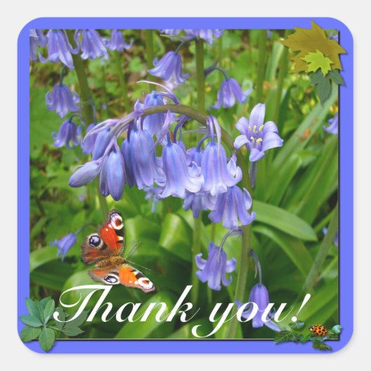 BONNIE BLUEBELL ~ Square Envelope Sealer/Sticker Vierkante Sticker (Voorkant)