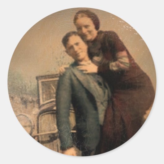 Bonnie & Clyde Ronde Sticker (Voorkant)